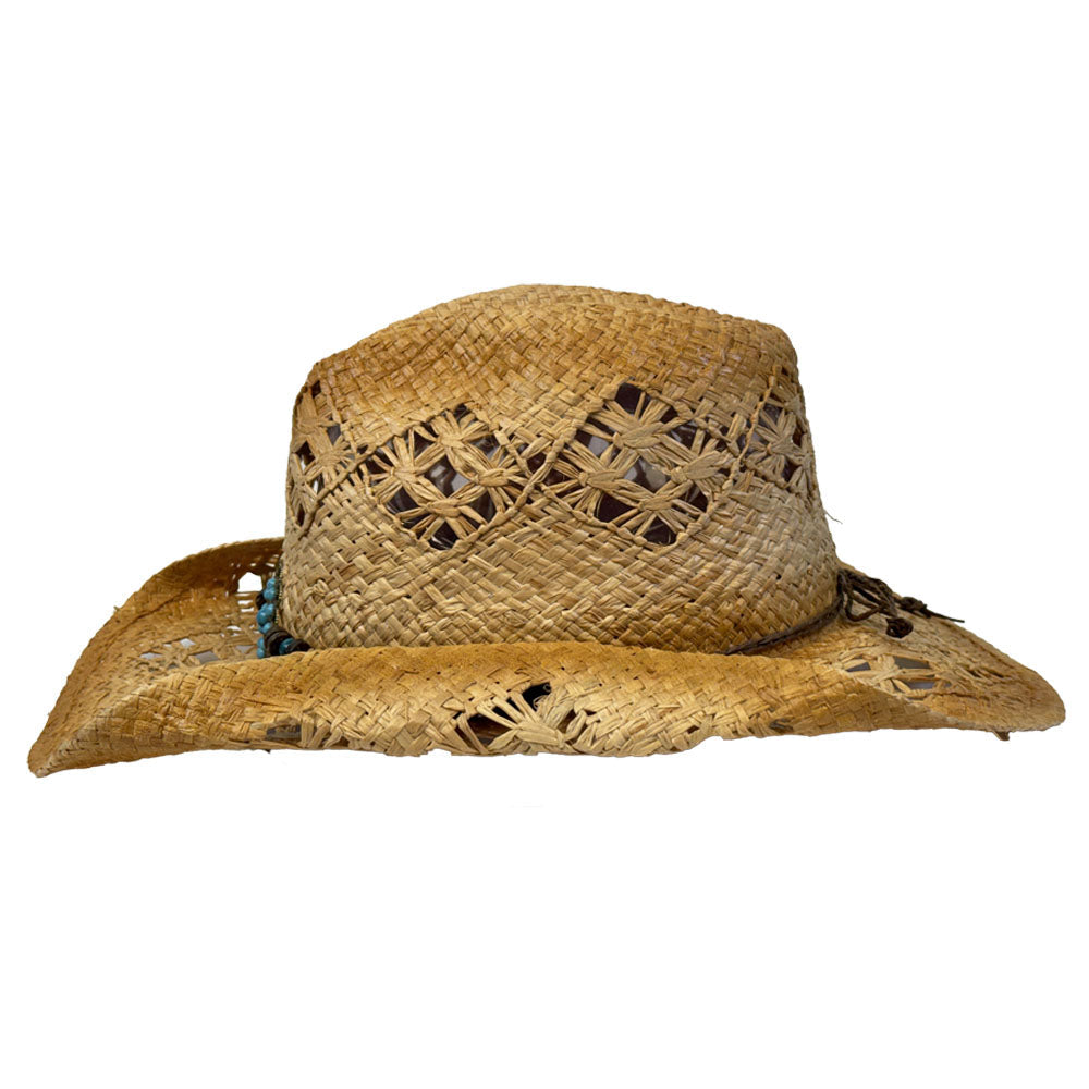 BrimCrown Hats - Tequila Sunrise Raffia Cowboy