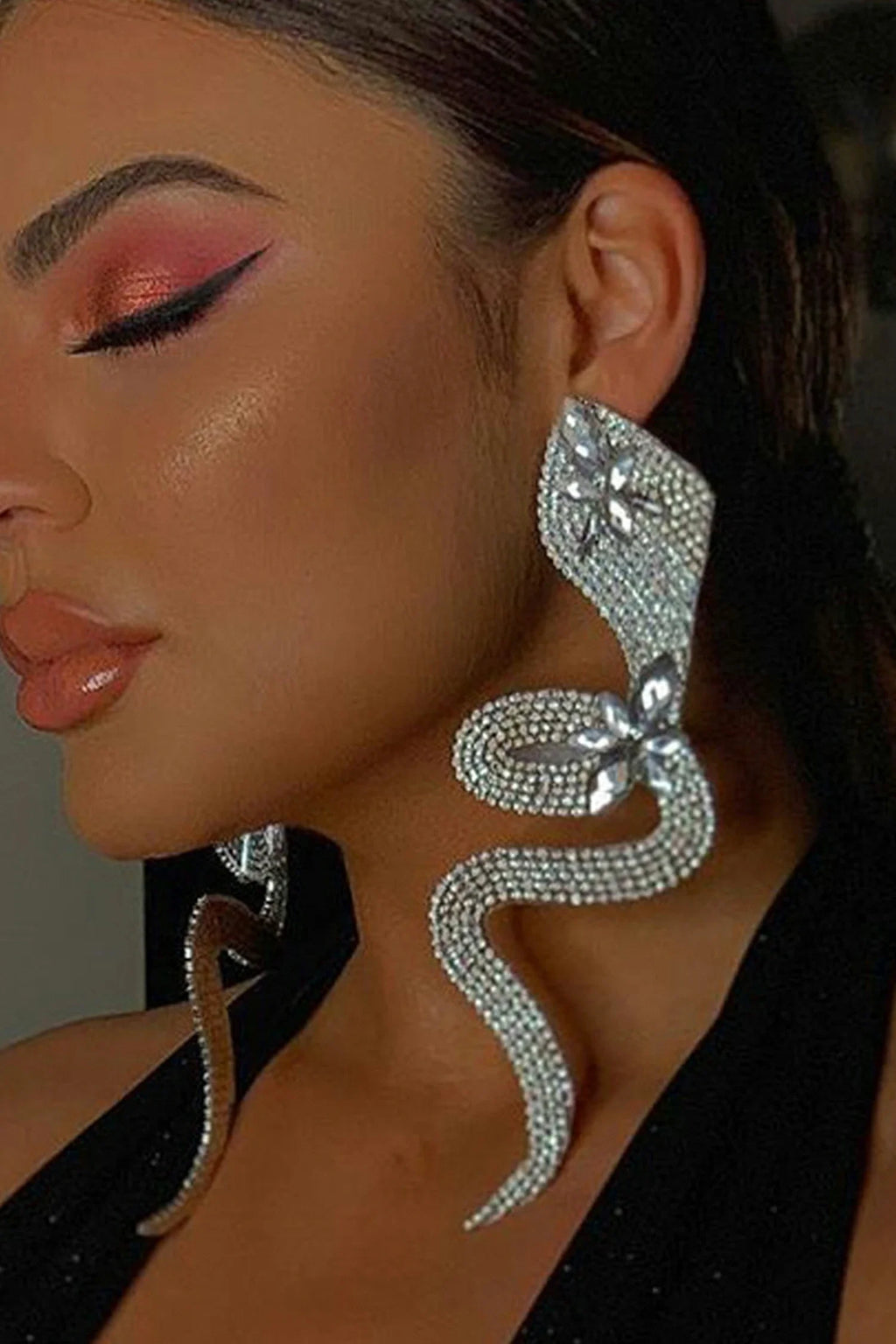 Braydan Crystal Serpent Diamond Earrings