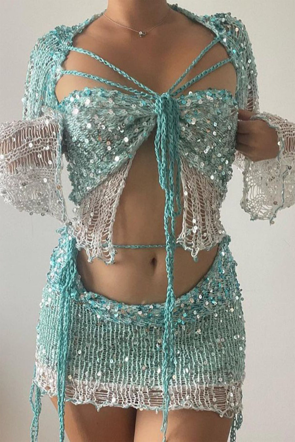 Kritika Sequin Crochet 3 Pieces Sets