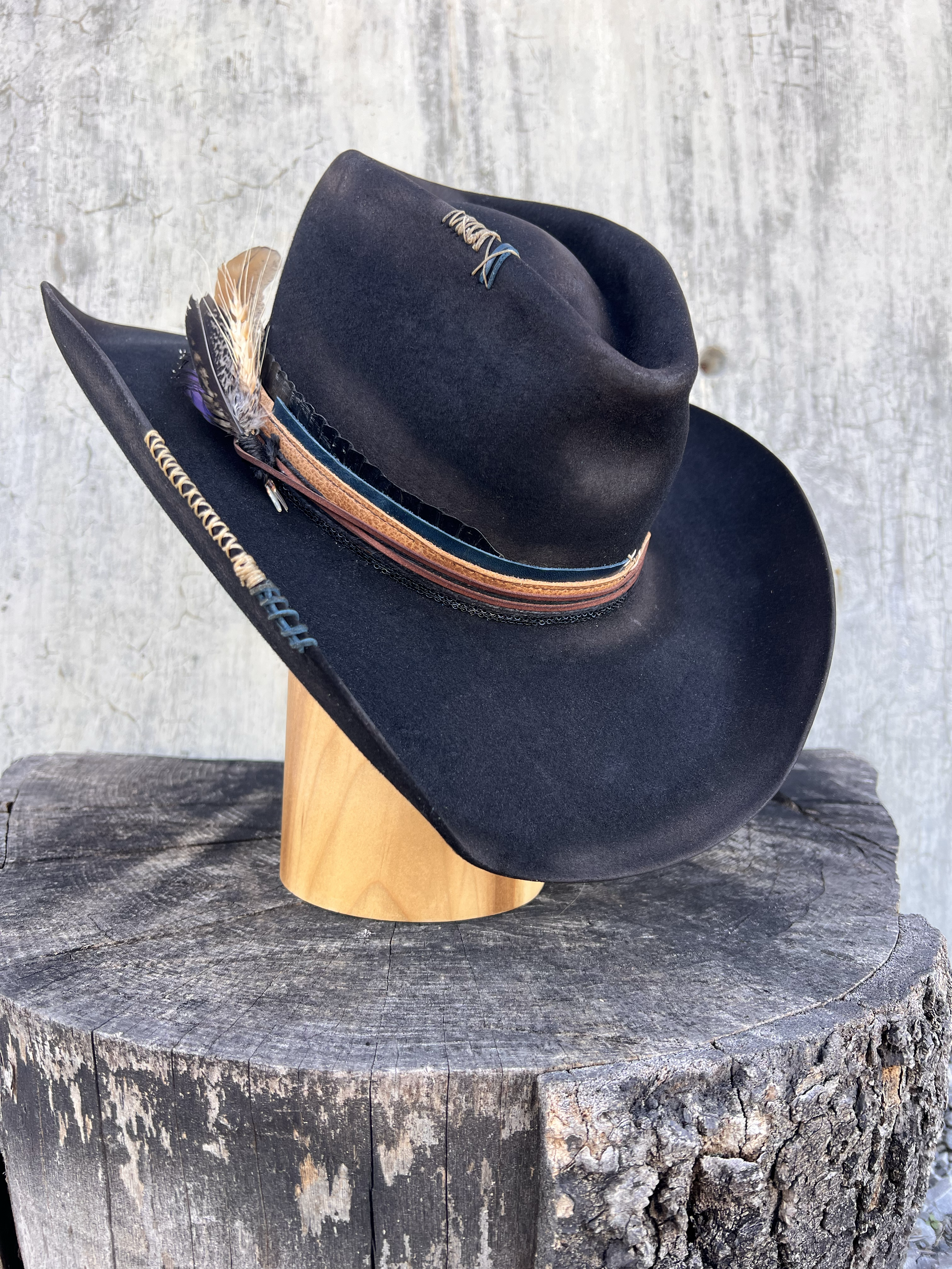 Vintage Black Felt Cowboy Hat