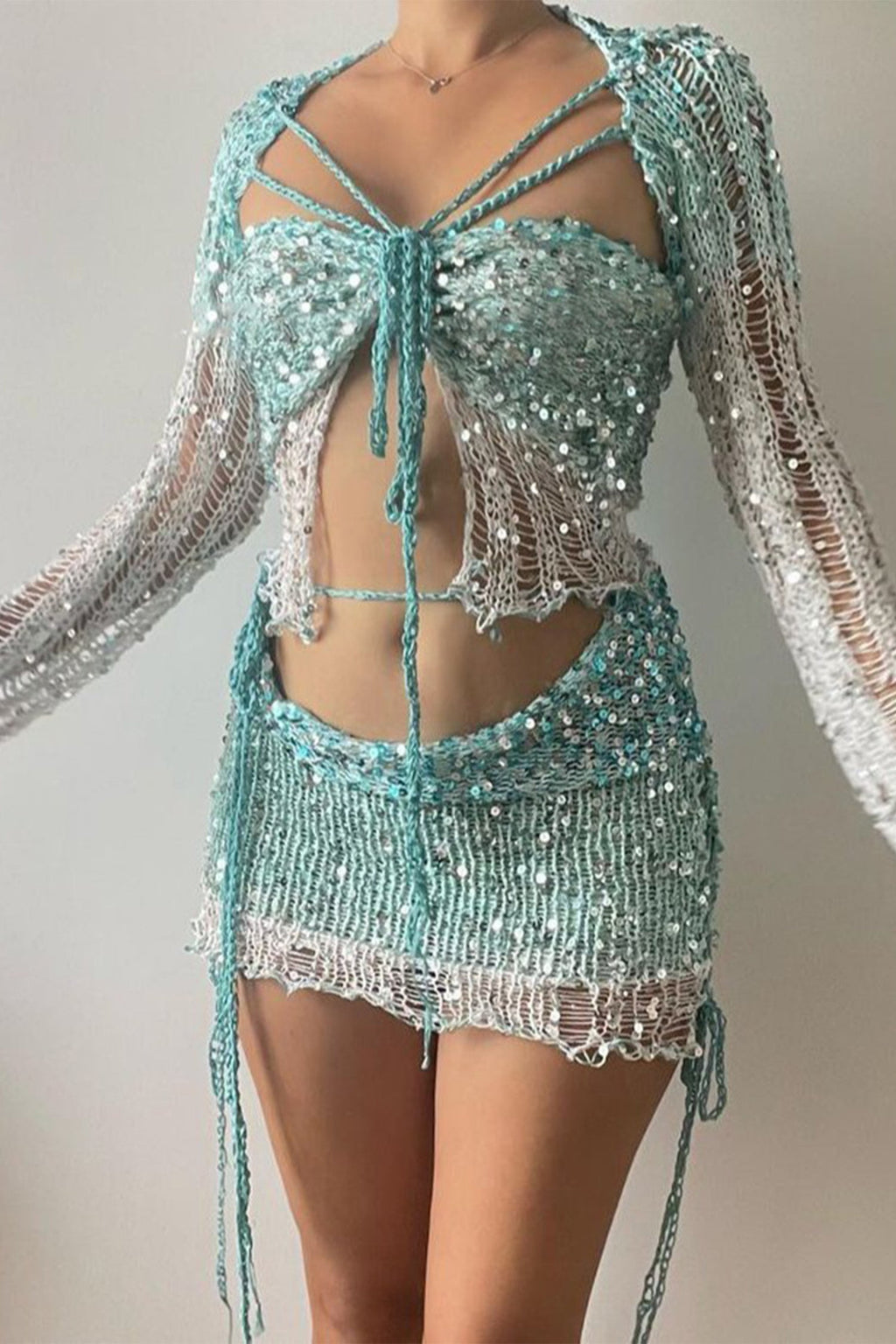 Kritika Sequin Crochet 3 Pieces Sets
