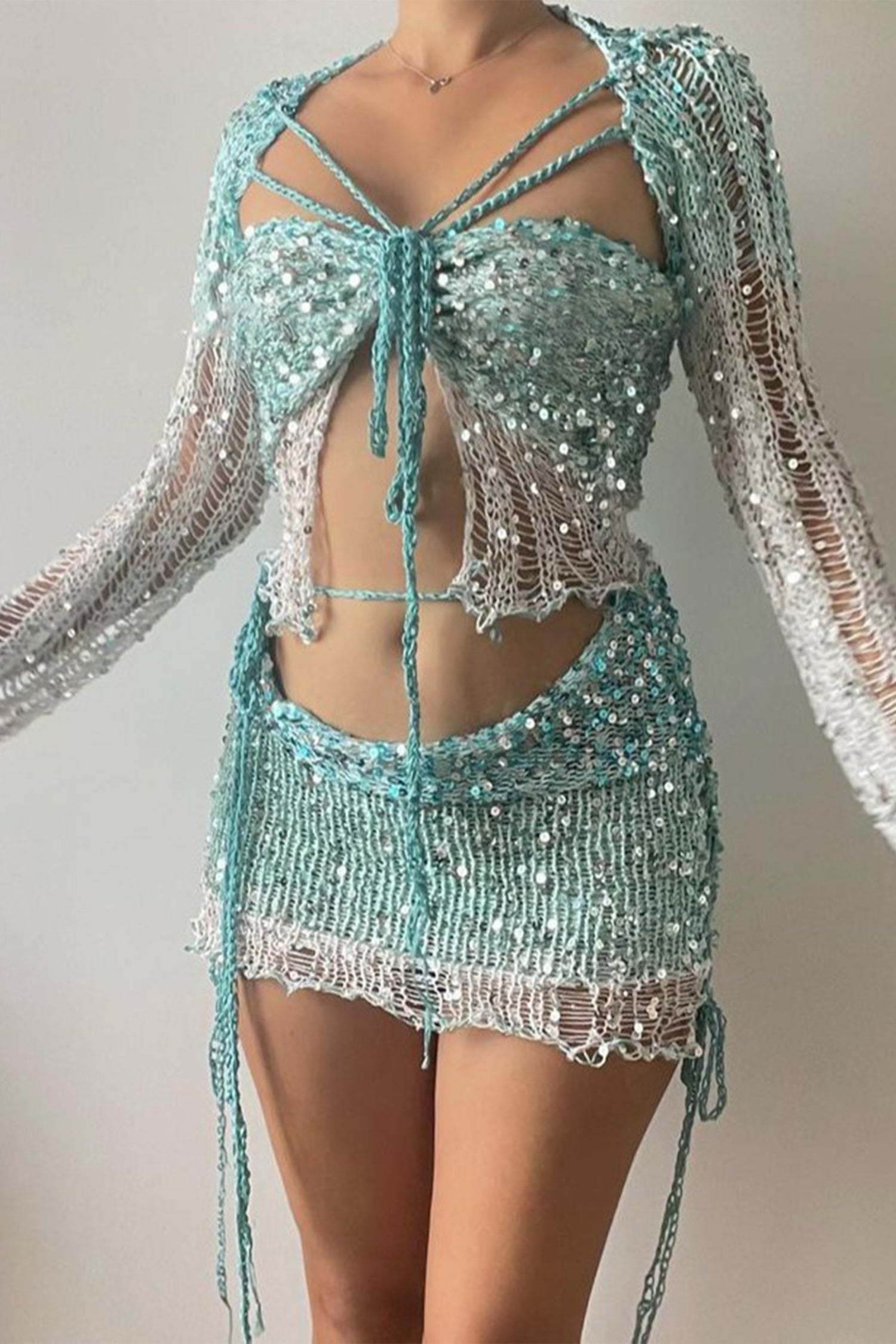 Kritika Sequin Crochet 3 Pieces Sets