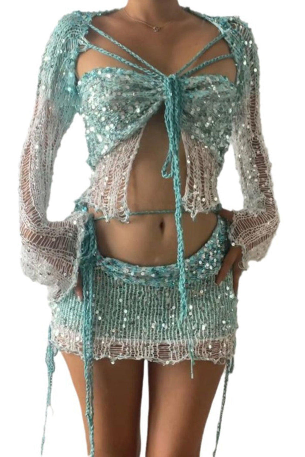 Kritika Sequin Crochet 3 Pieces Sets
