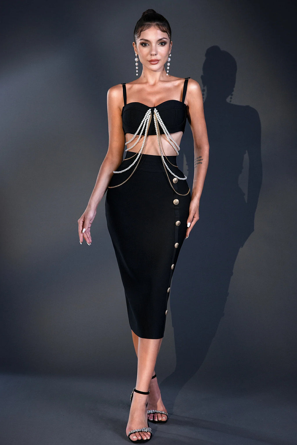 Jessamine Button Bandage Bodycon Skirt