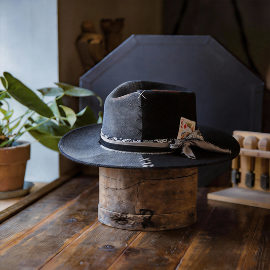 Handmade Rustic Fedora Hat with Distressed Look