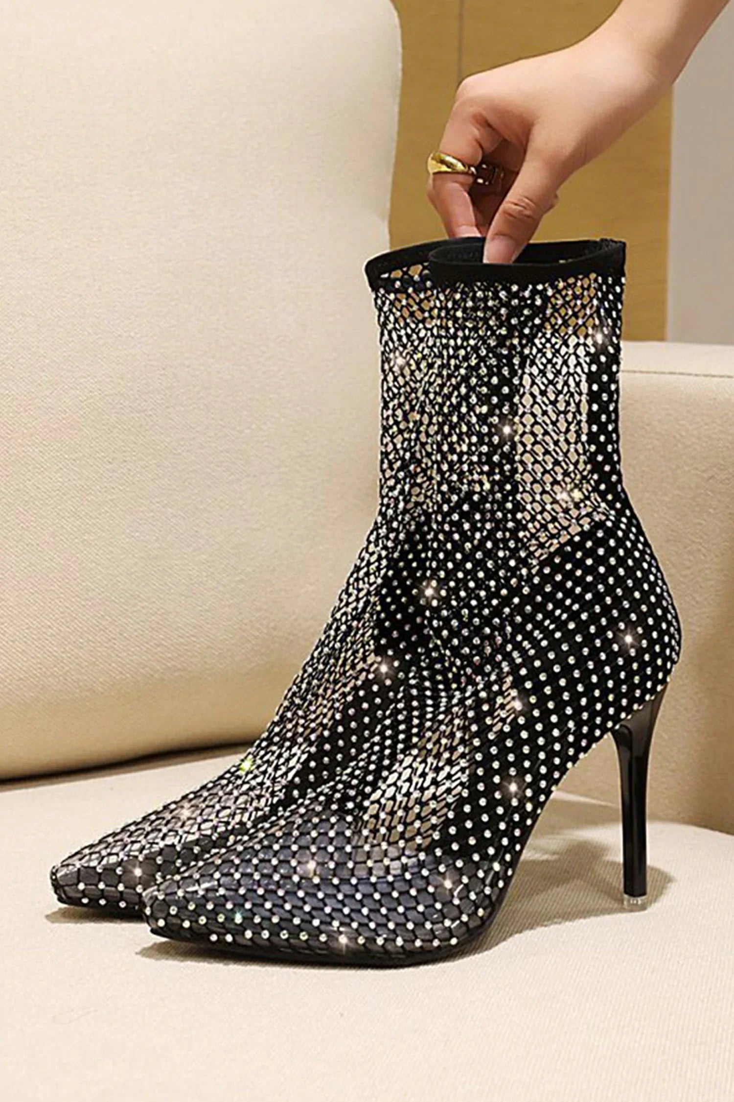 Brittney Mesh Diamond Boots