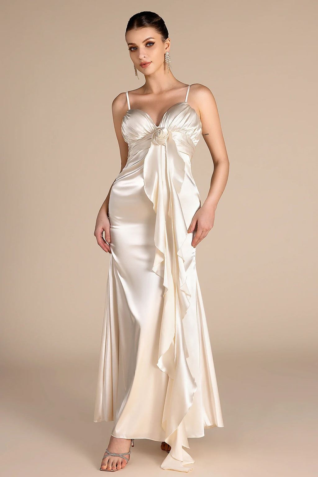 Sarenen Rose Ruffle Maxi Dress