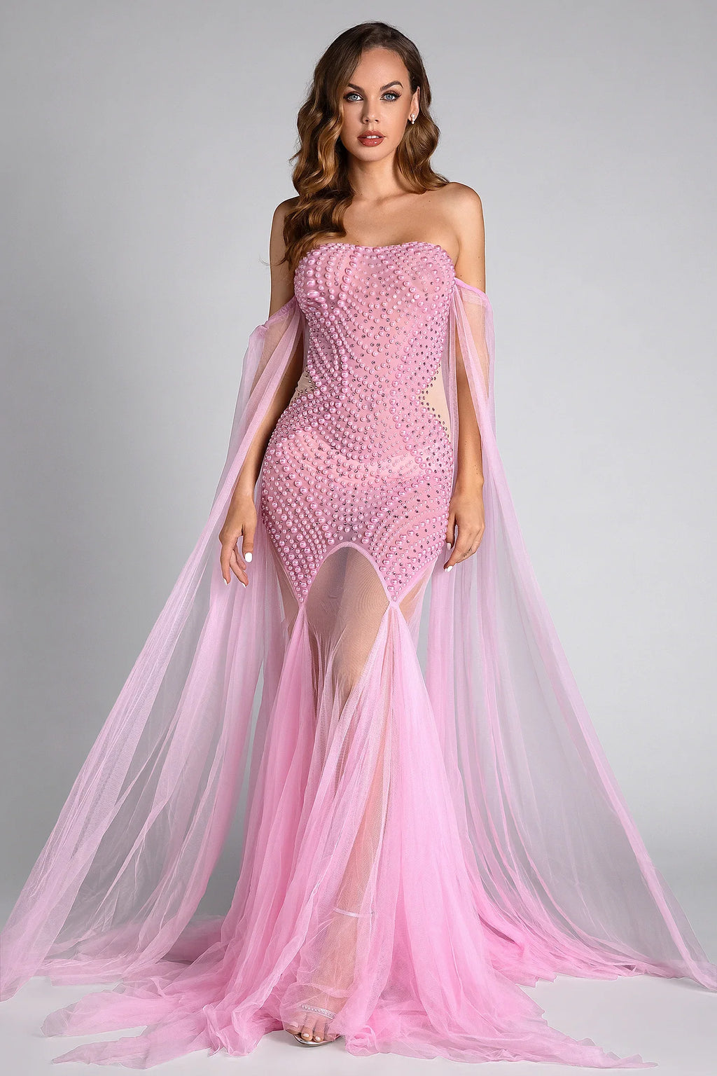 Pre-Sale Koralia Pearl Mesh Sheer Dress