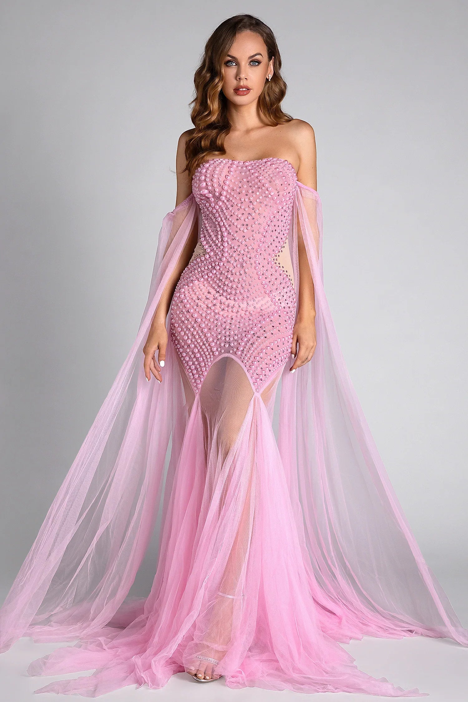 Pre-Sale Koralia Pearl Mesh Sheer Dress