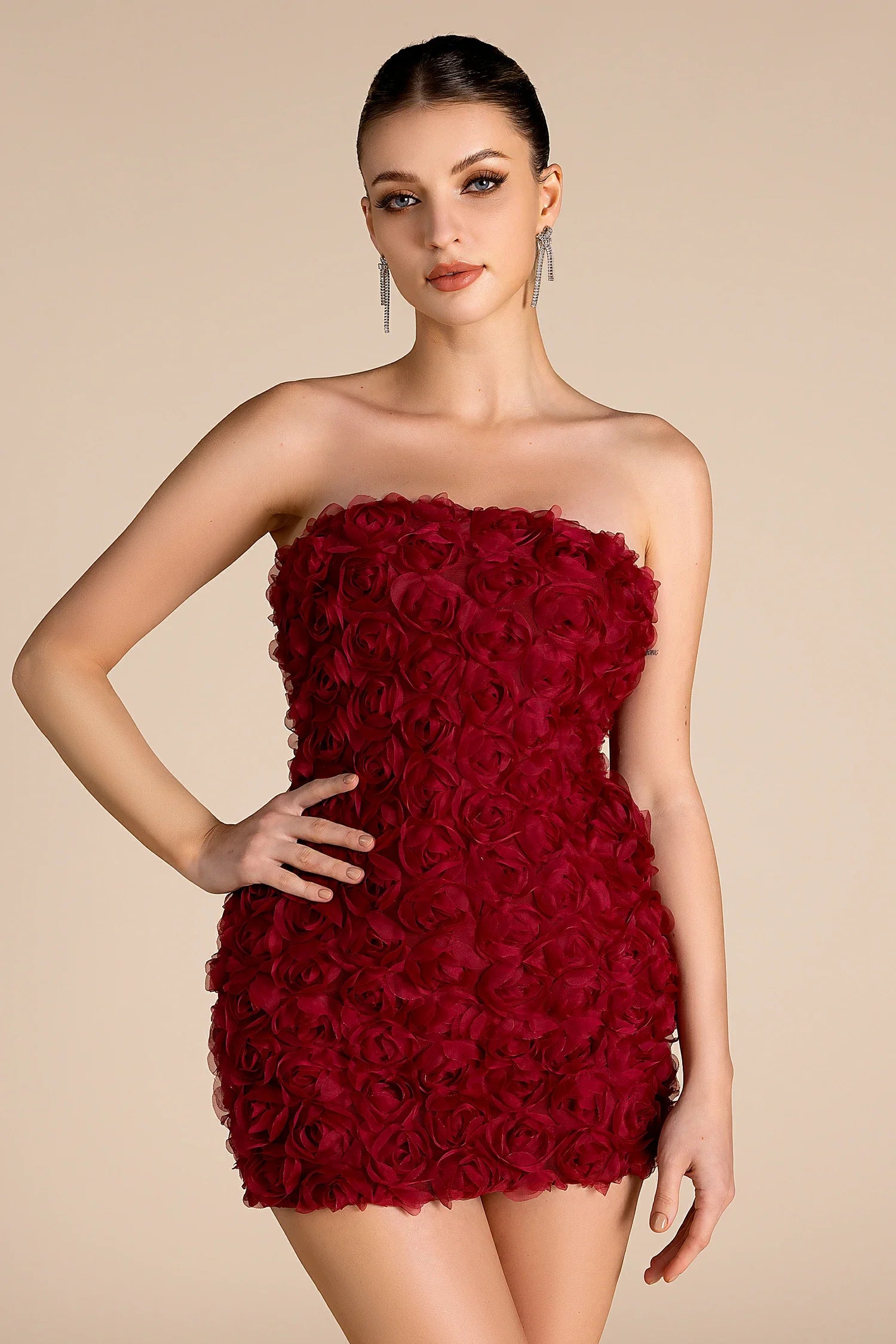 Ritho Strapless Flower Mini Dress