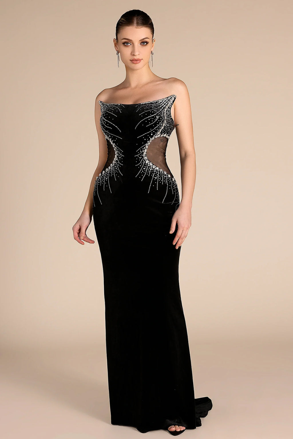 Miane Off Shoulder Rhinestone Maxi Dress