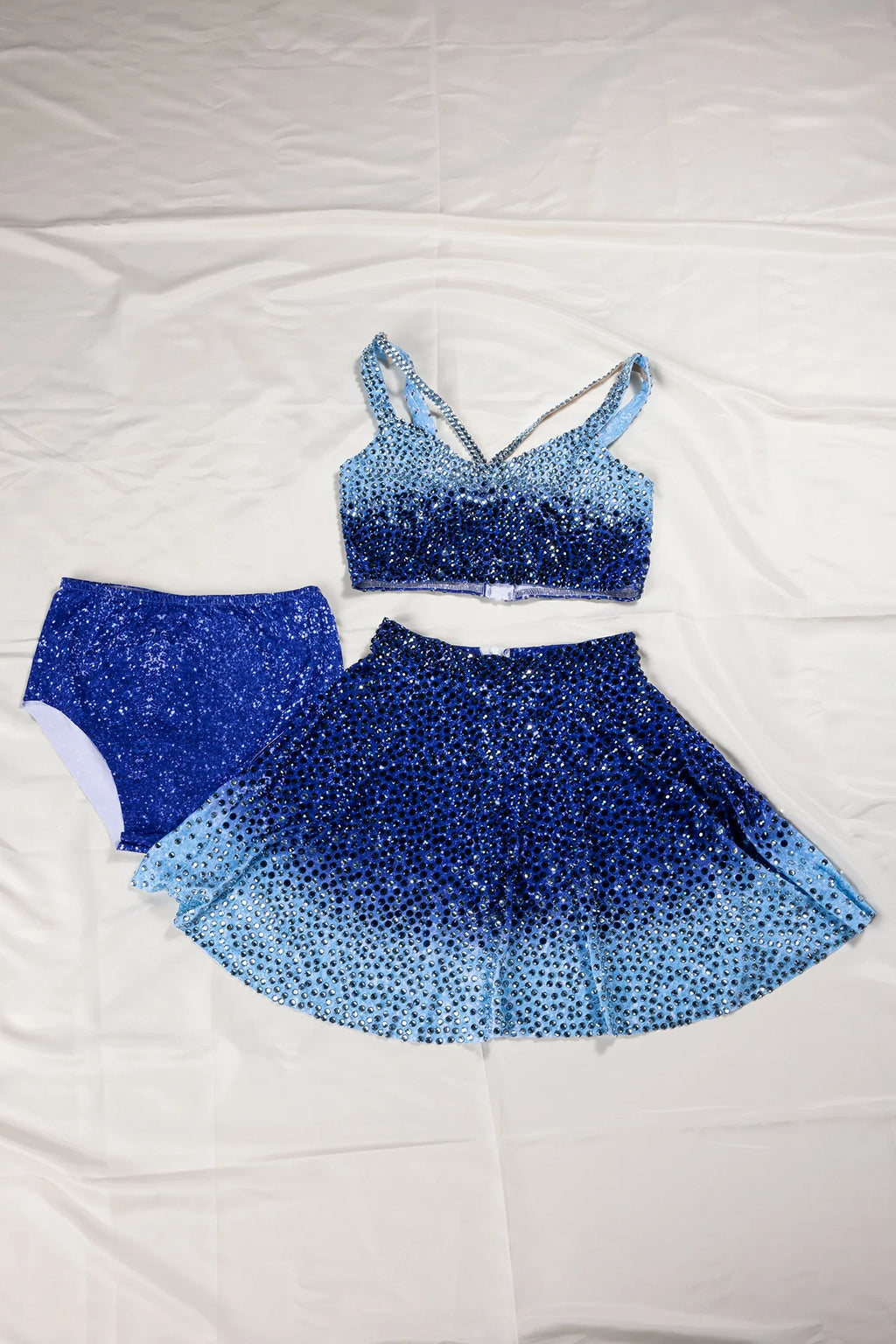 Margeta Rhinestone Ombre Glitter 3 Piece Skirt Set