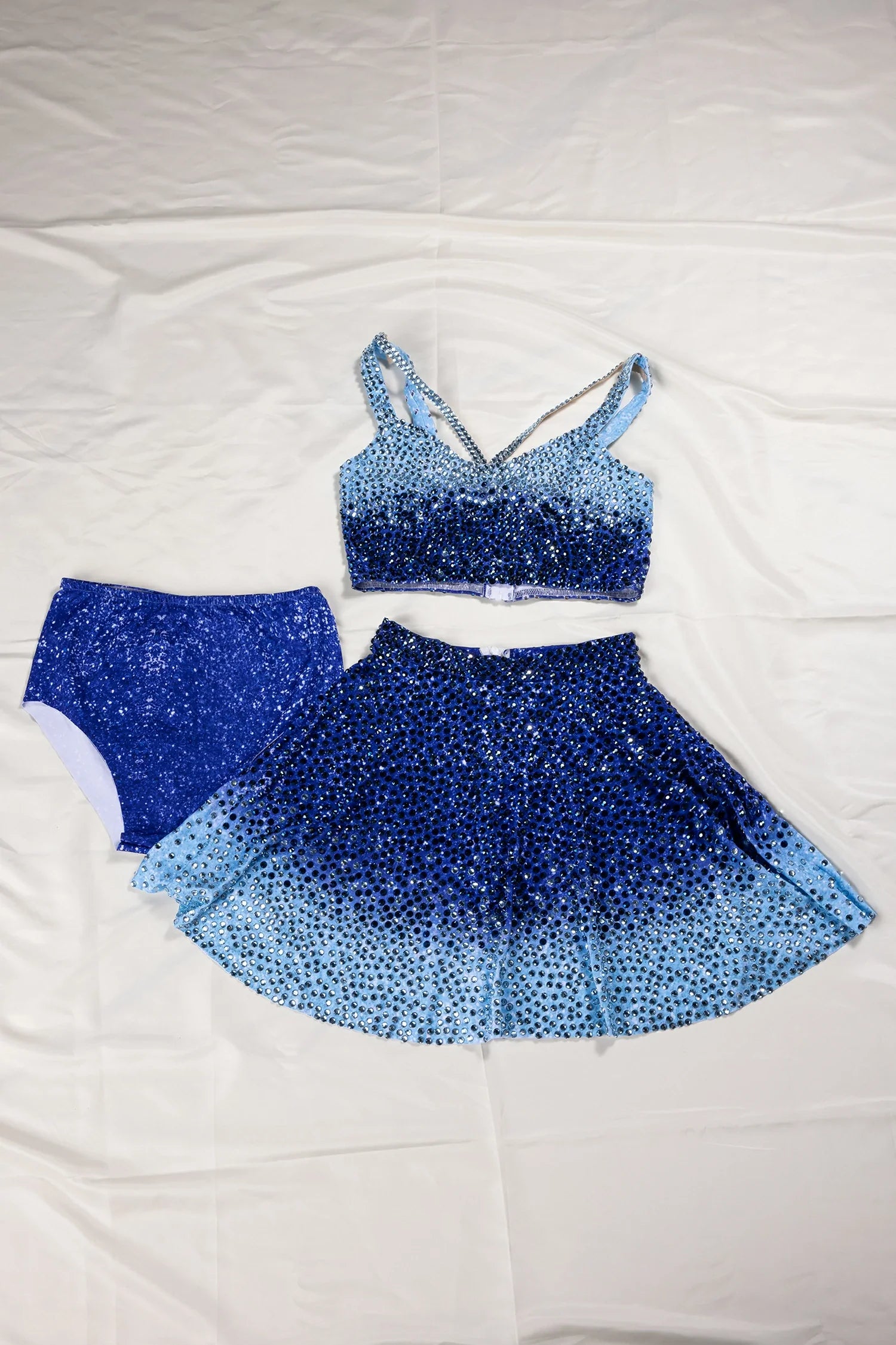Margeta Rhinestone Ombre Glitter 3 Piece Skirt Set
