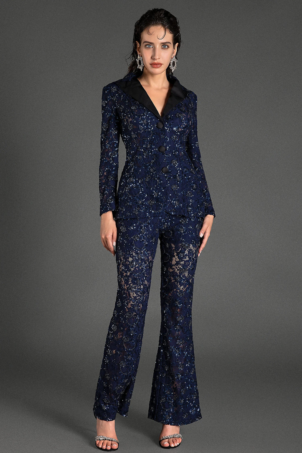 Condeas Beaded Sequin Lace Blazer Set