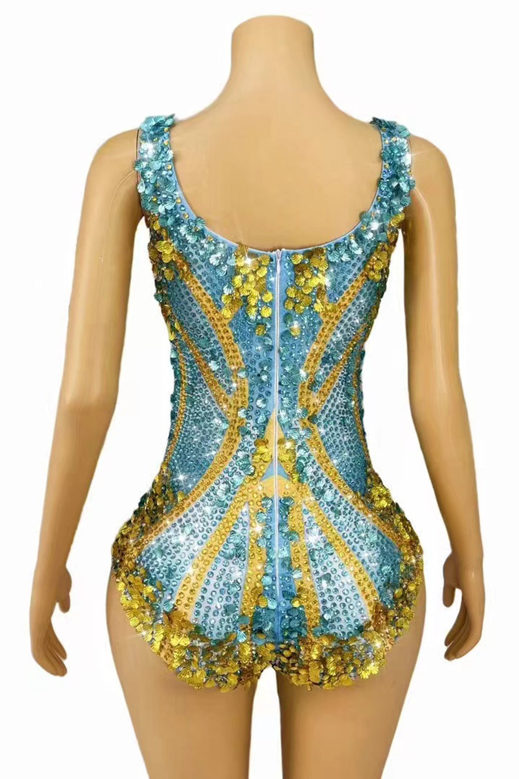 Stamides Seashell and Rhinestone Concert Bodysuit