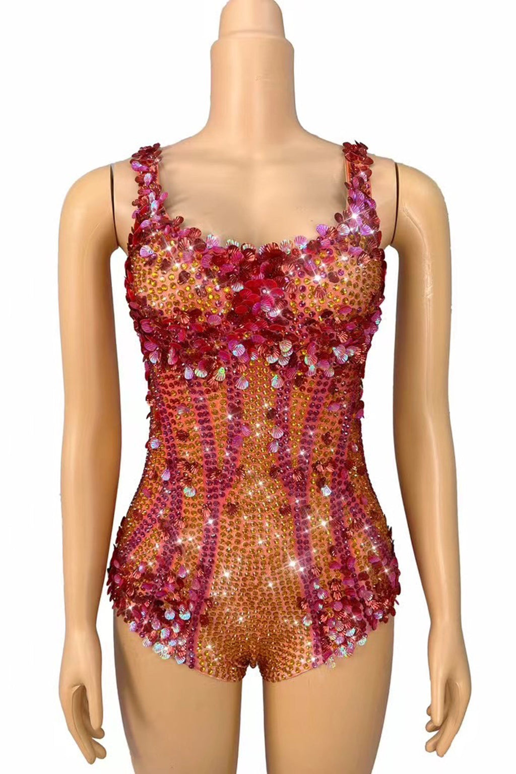 Stamides Seashell and Rhinestone Concert Bodysuit