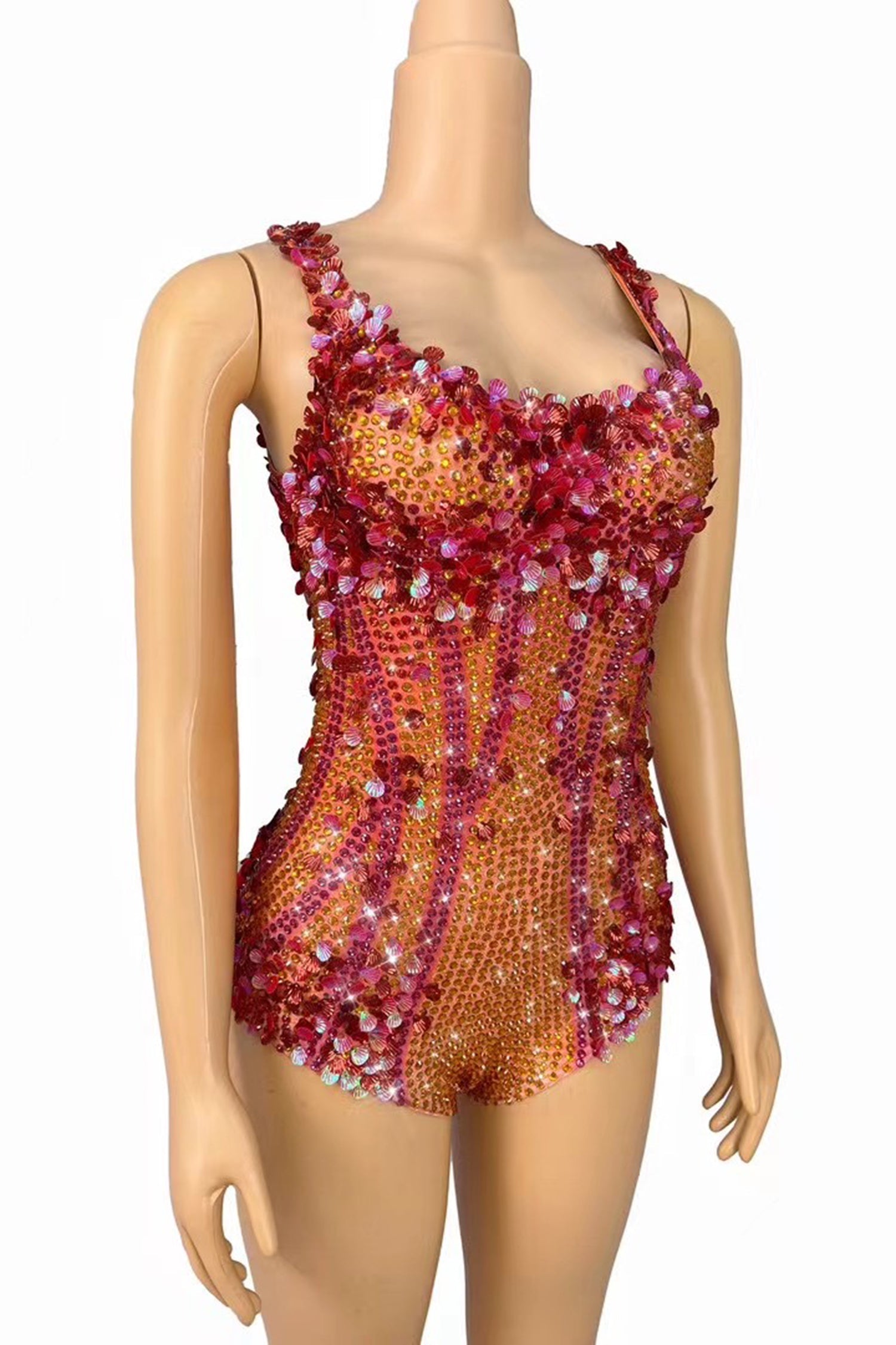 Stamides Seashell and Rhinestone Concert Bodysuit