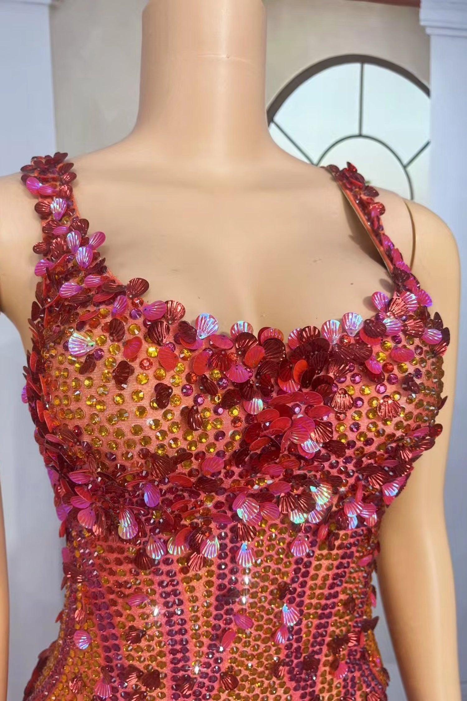 Stamides Seashell and Rhinestone Concert Bodysuit