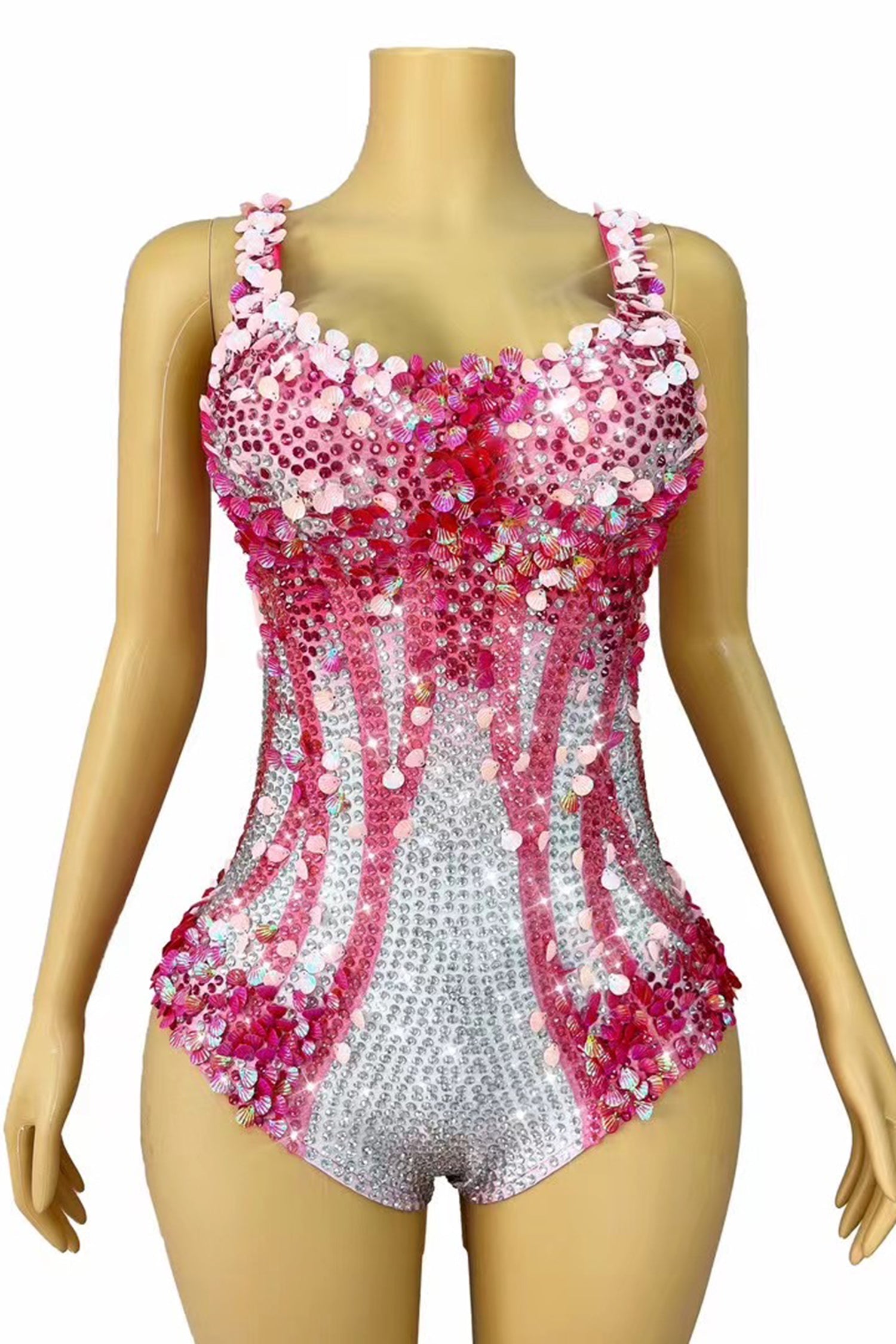 Stamides Seashell and Rhinestone Concert Bodysuit
