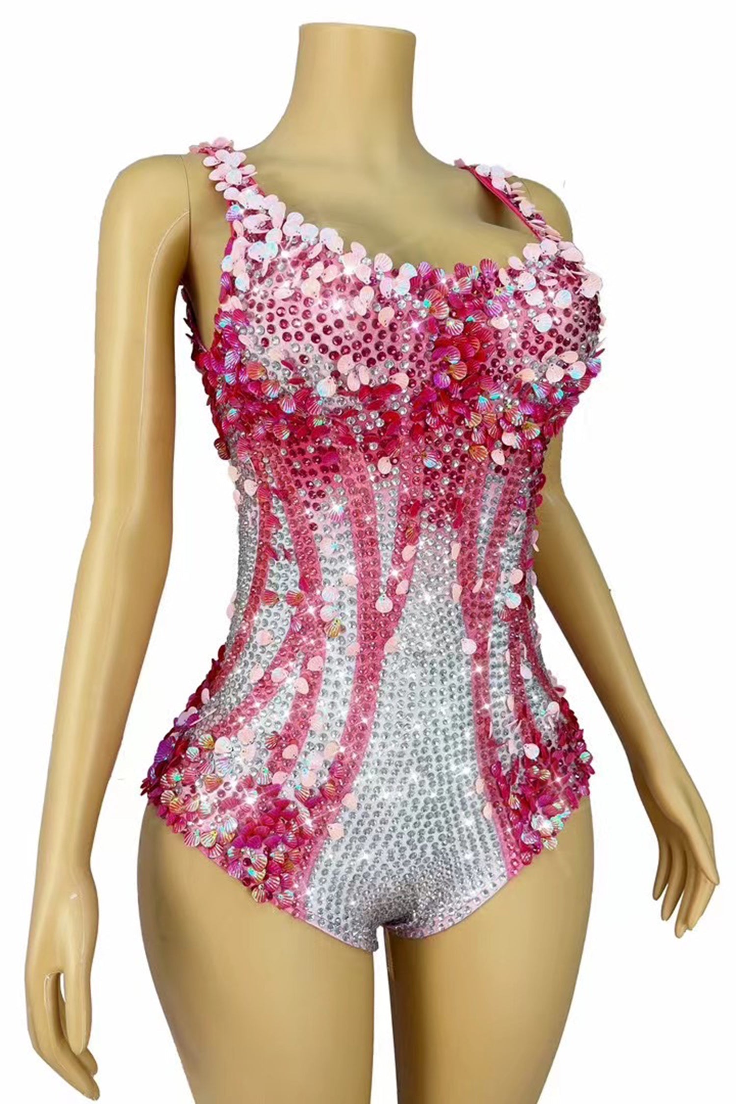 Stamides Seashell and Rhinestone Concert Bodysuit