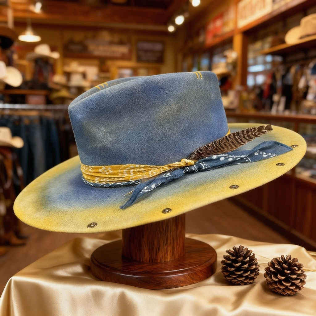 Distressed Fedora Blue Ombre Road Warrior
