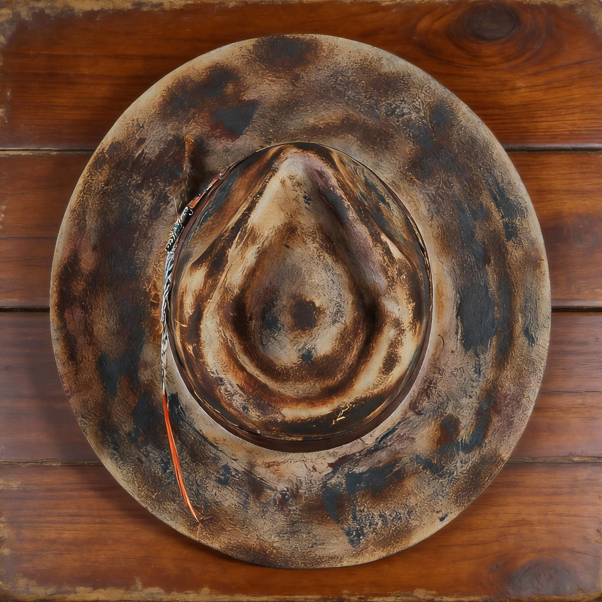 Handmade Rustic Fedora Hat with Distressed Look