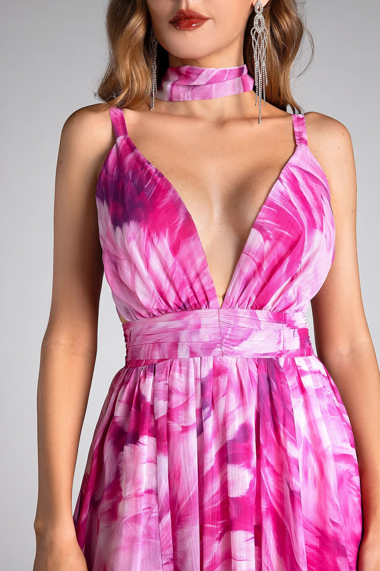 Eliza Floral Print Deep V Vacation Maxi Dress