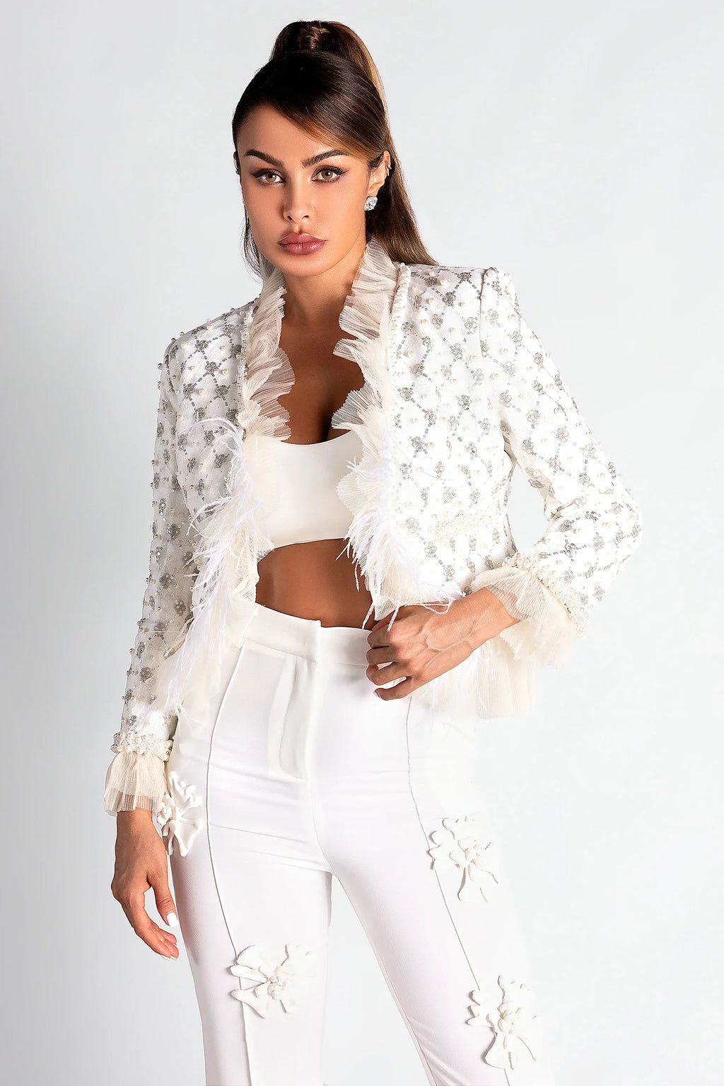 Bubastis Pearl Tweed Ruffle Jacket