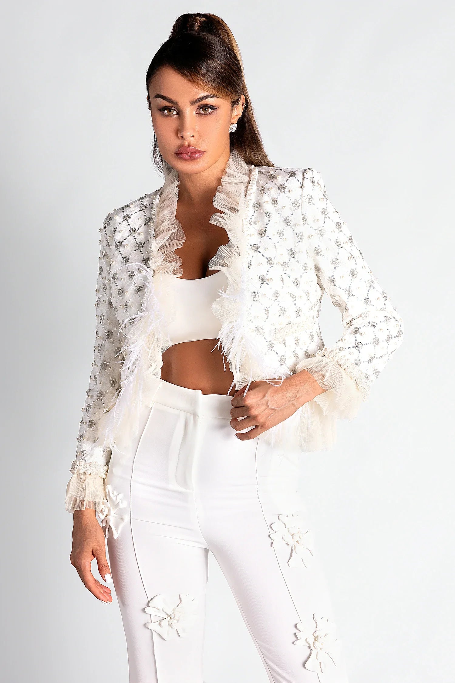 Bubastis Pearl Tweed Ruffle Jacket