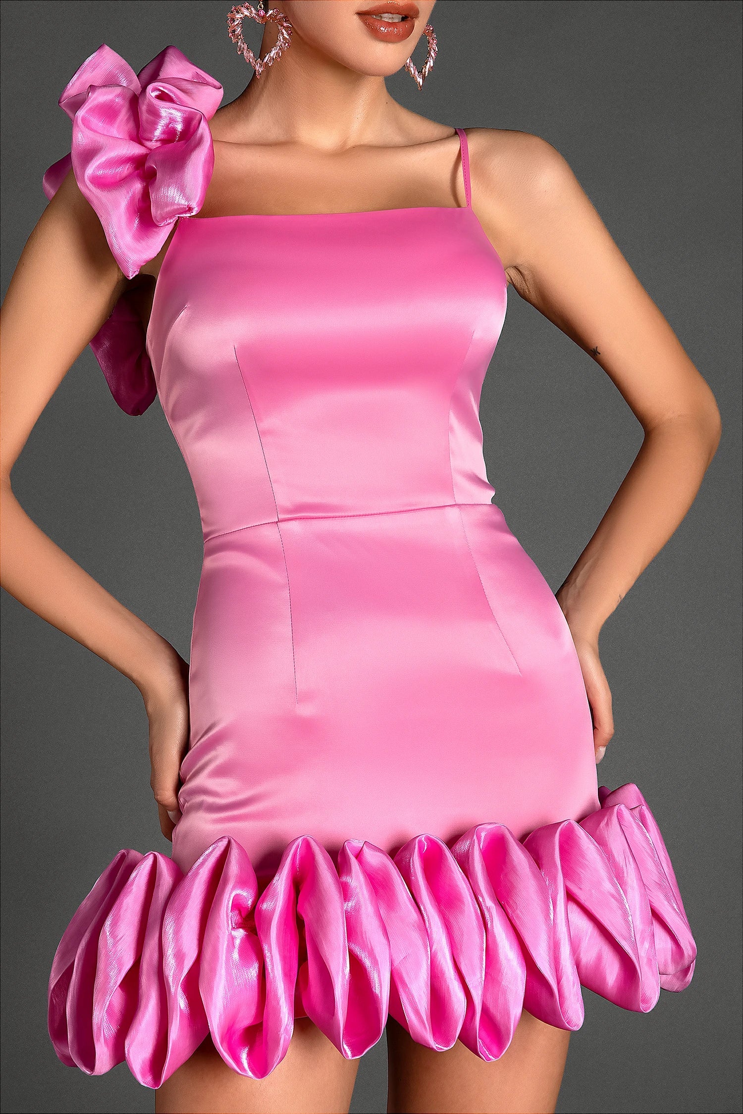 Filippos Strap Ruffle Embellished Mini Dress