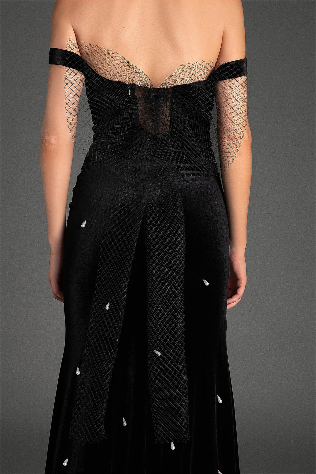 Perrotis Diamond Bow Embellished Mermaid Dress