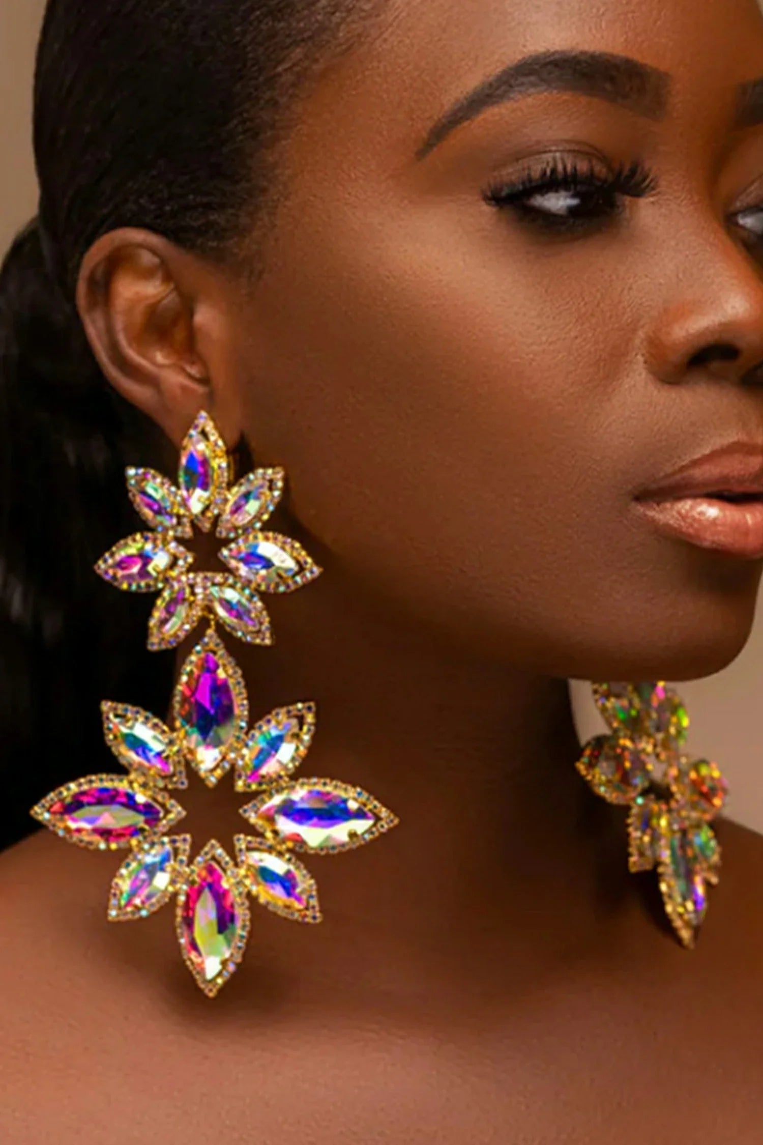 Brittanie Flower Rhinestones Earrings