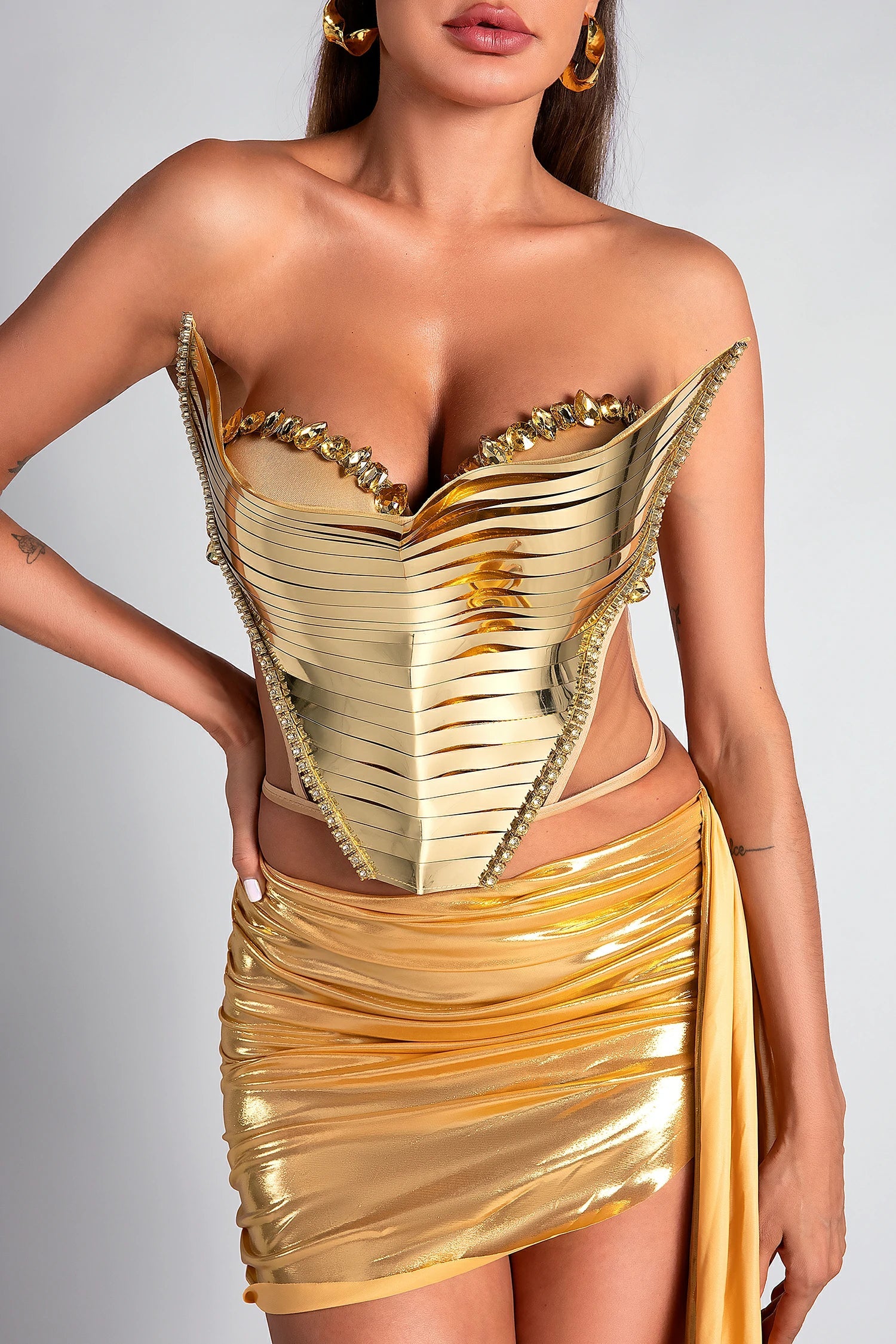 Selene Gold Corset Metallic 2 Piece Set