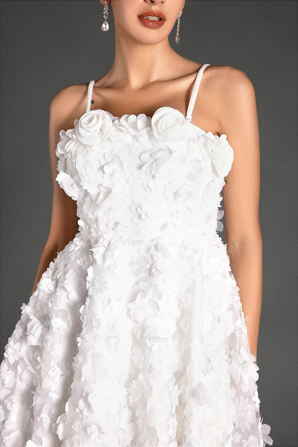 Simiadi Strap Flower Embroidered Mini Dress