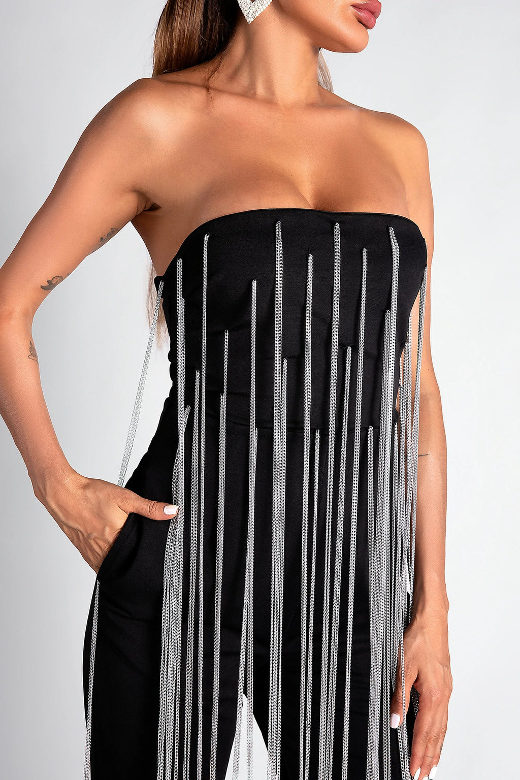 Tatide Off Shoulder Fringe Jumpsuit