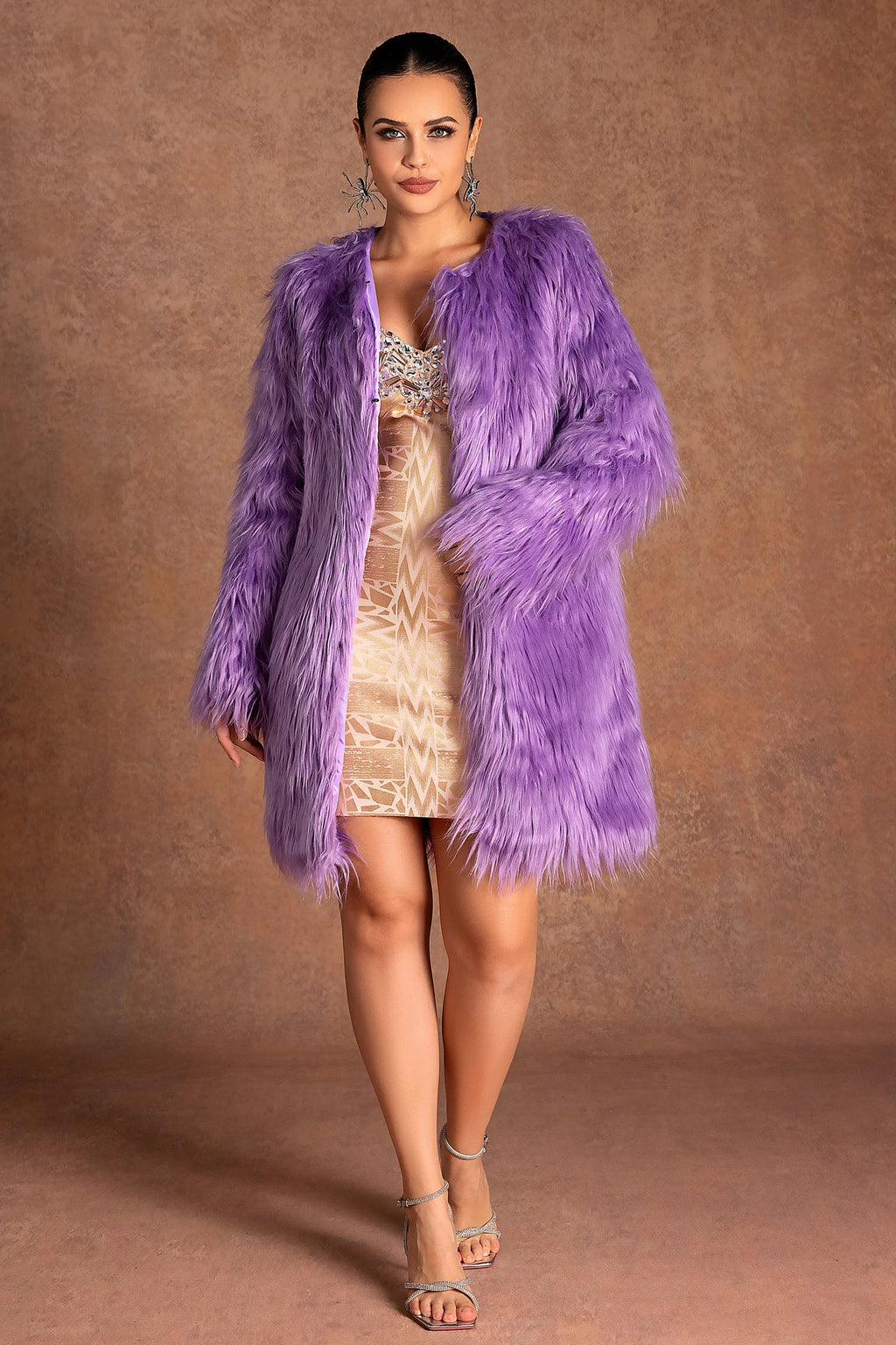 Totidi Purple Concert Eco-Fur Jacket