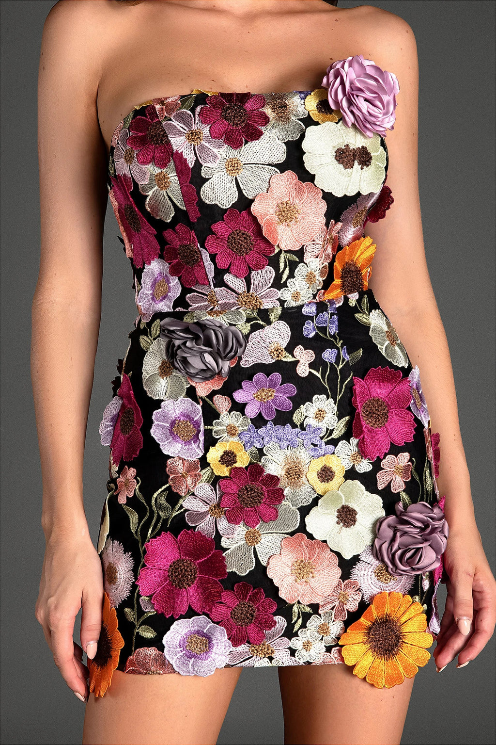 Lavrentis Off Shoulder Embroidered Mini Dress