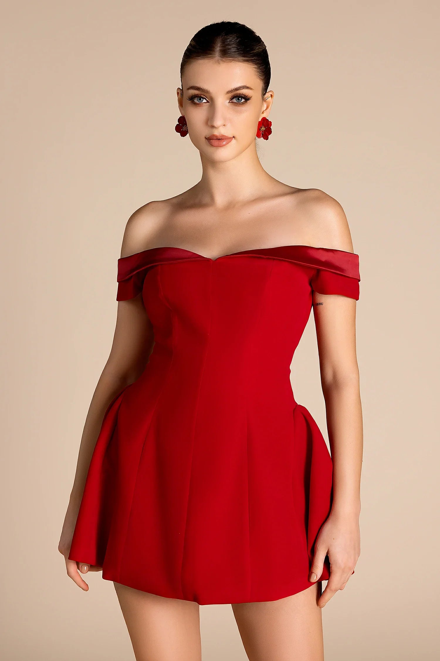 Nushim One Shoulder Patchwork Mini Dress