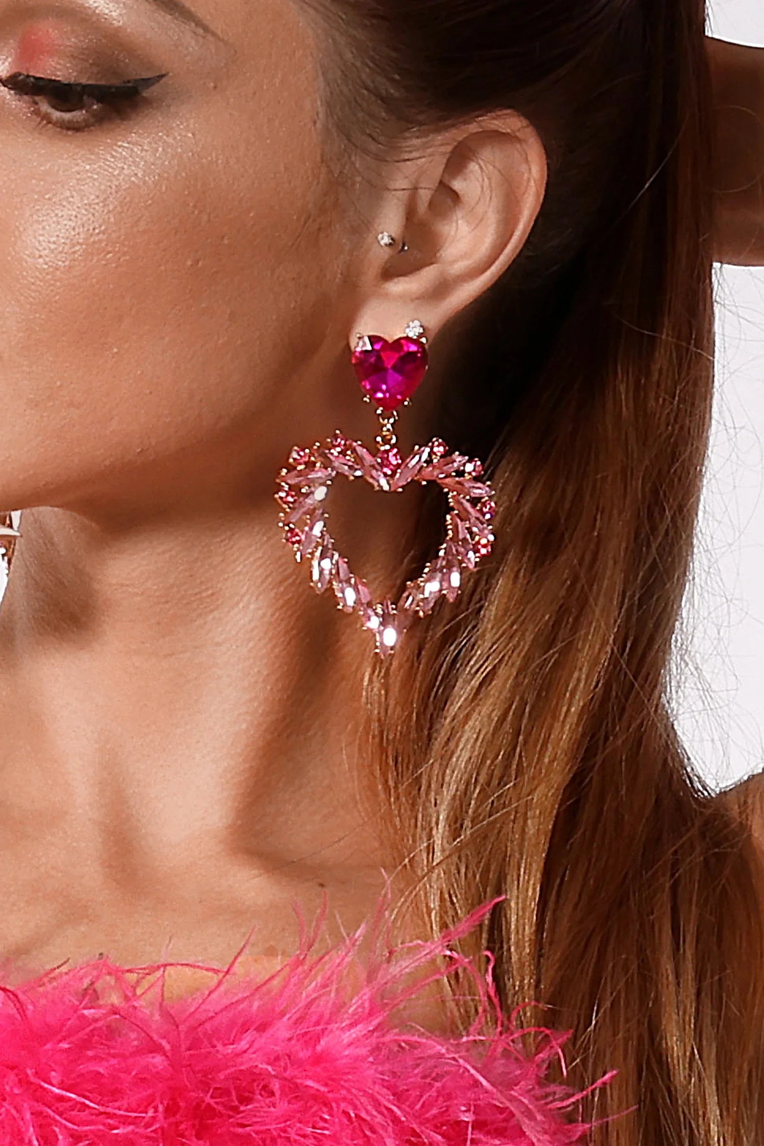 Ione Rainbow Gem Heart Earrings