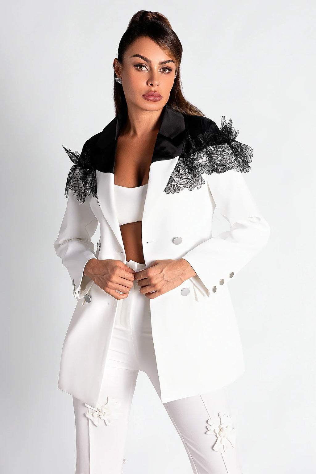 Sekani Patchwork Lace Blazer Top