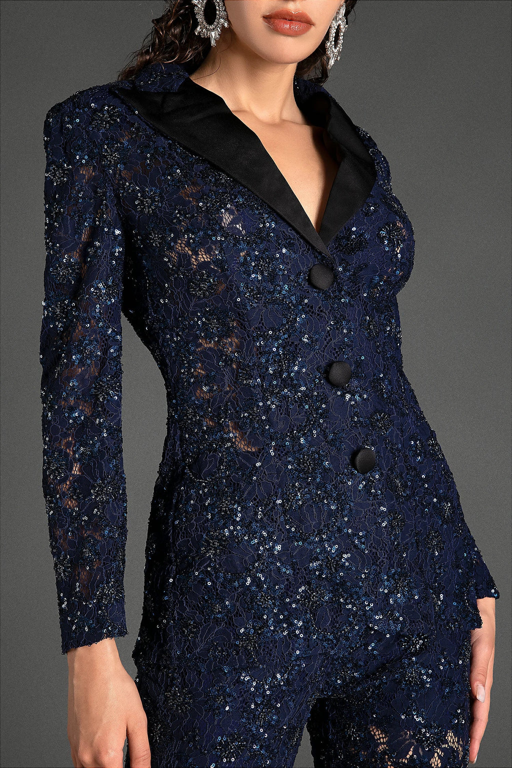 Condeas Beaded Sequin Lace Blazer Set