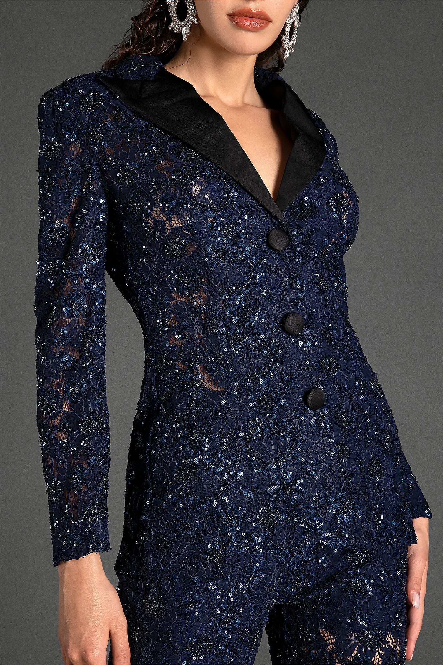 Condeas Beaded Sequin Lace Blazer Set