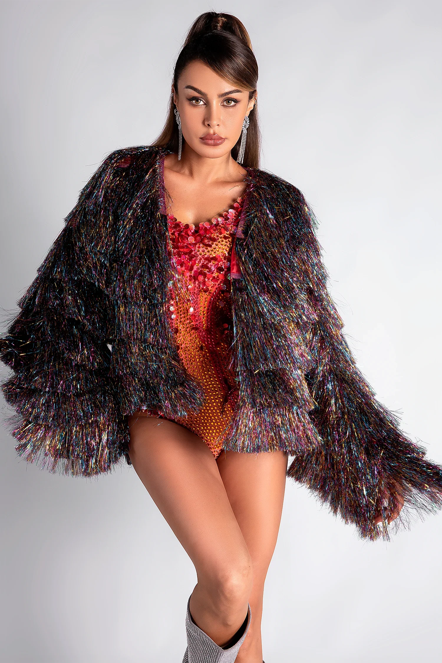 Thalia Colorful Fringe Sparkling Karma Jacket