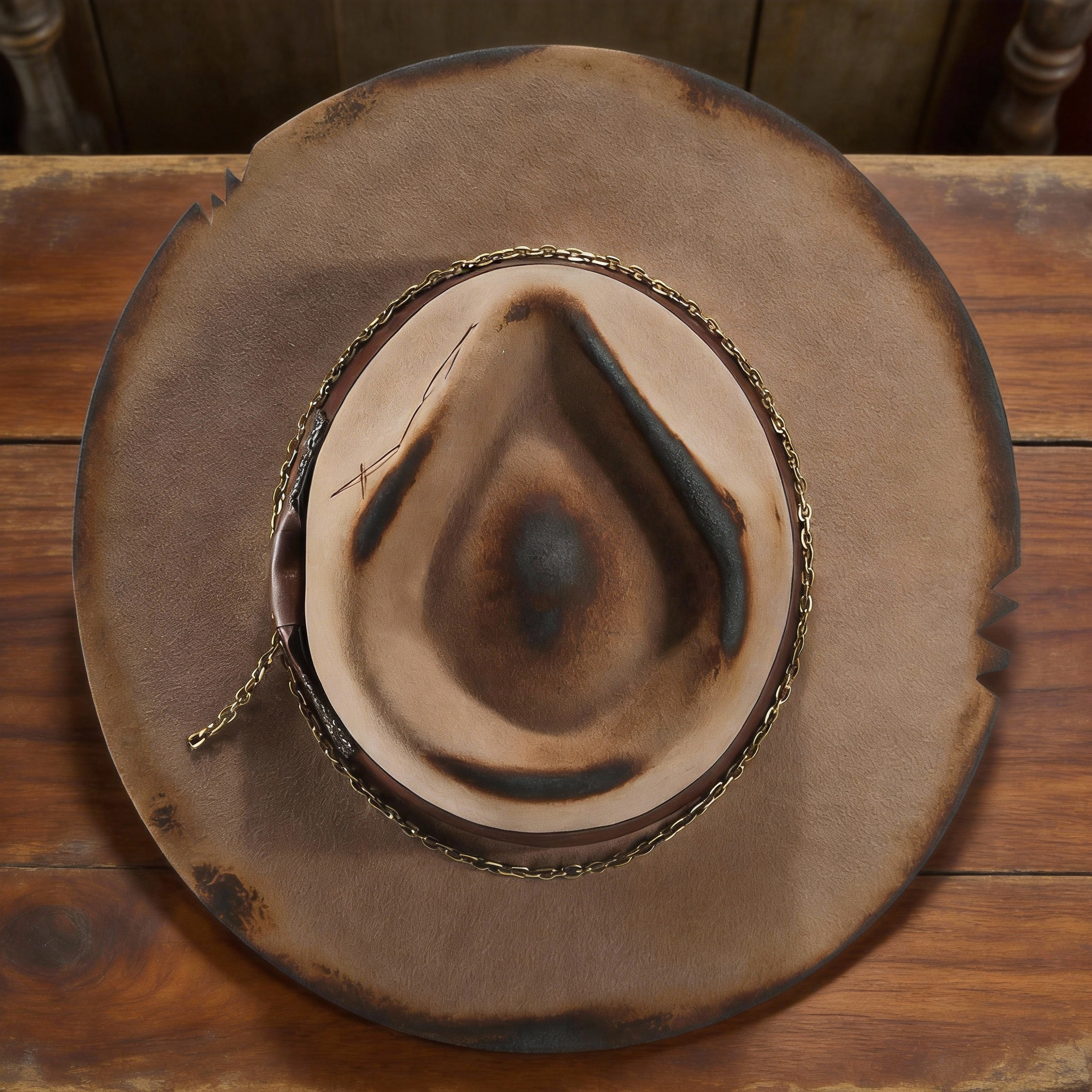 Distressed Felt Fedora Hat with Classic Crown