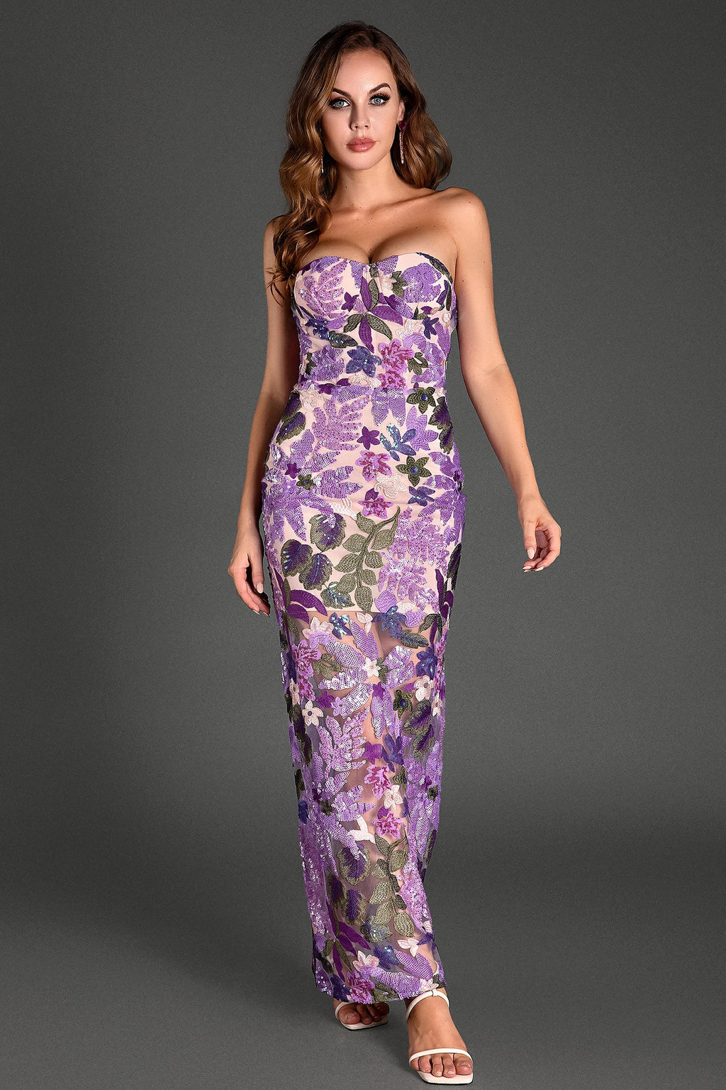Lenka Floral Sequin Embroidered Maxi Dress