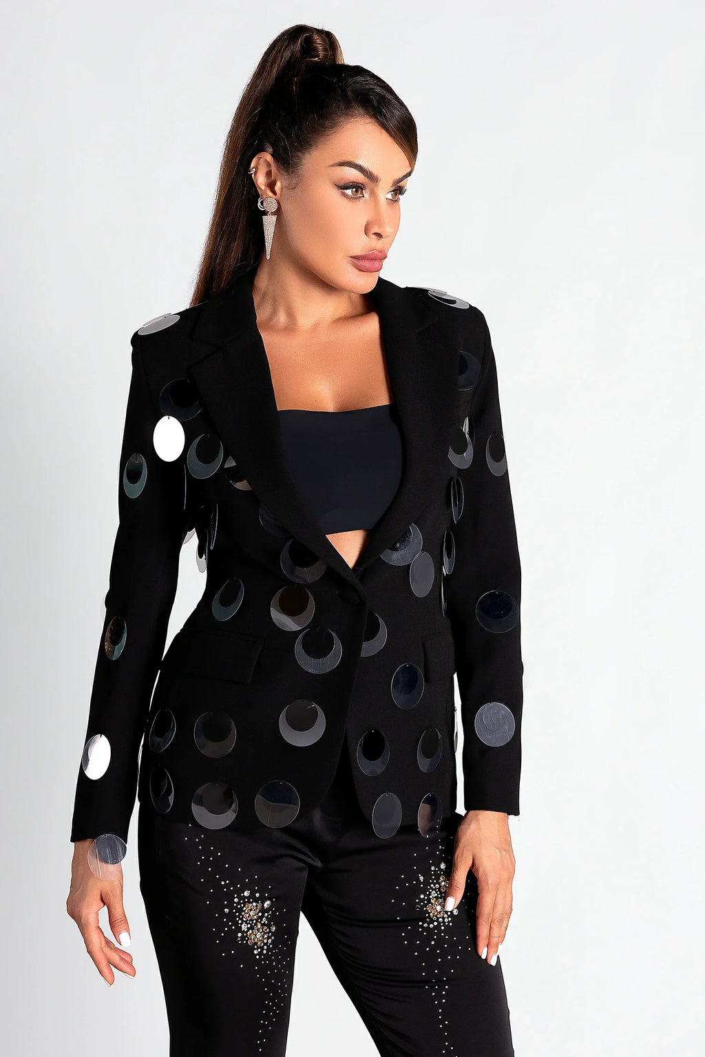 Padubast Sequin Embellished Blazer Top