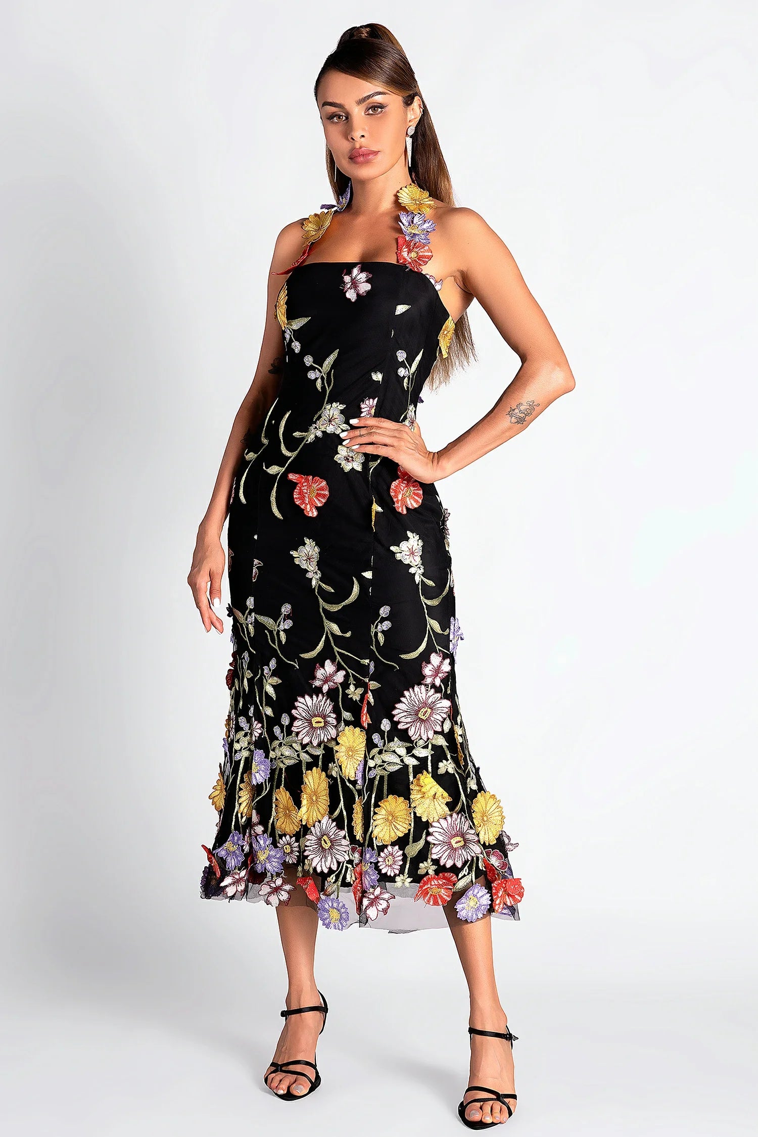 Seth Halter Embroider Floral Dress