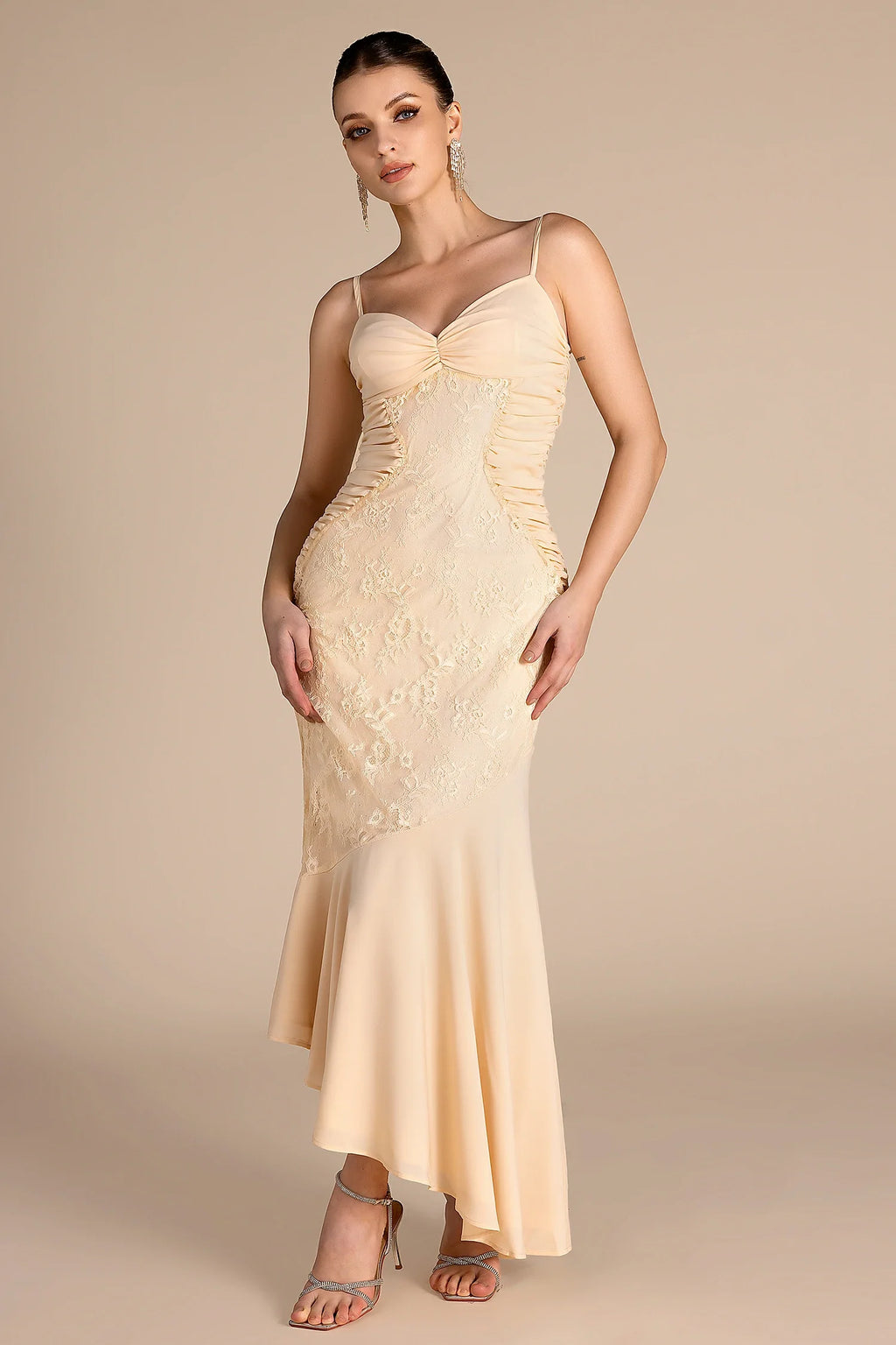 Kake Spaghetti Lace Ruffle Dress