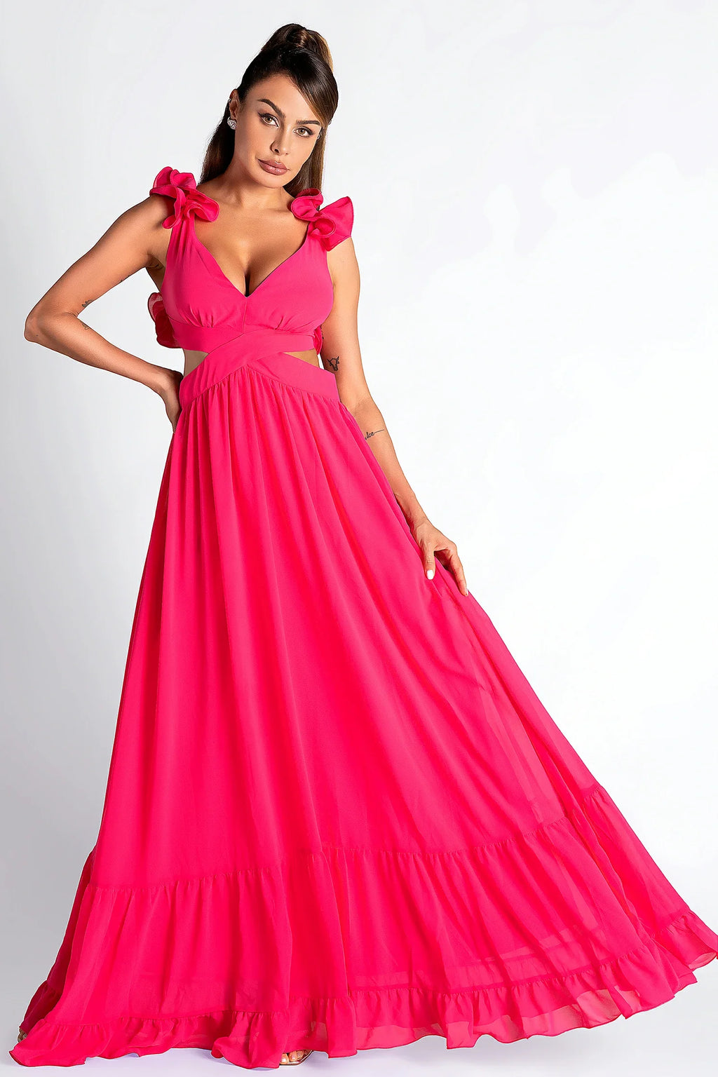 Chigaru Chiffon Floral Maxi Dress