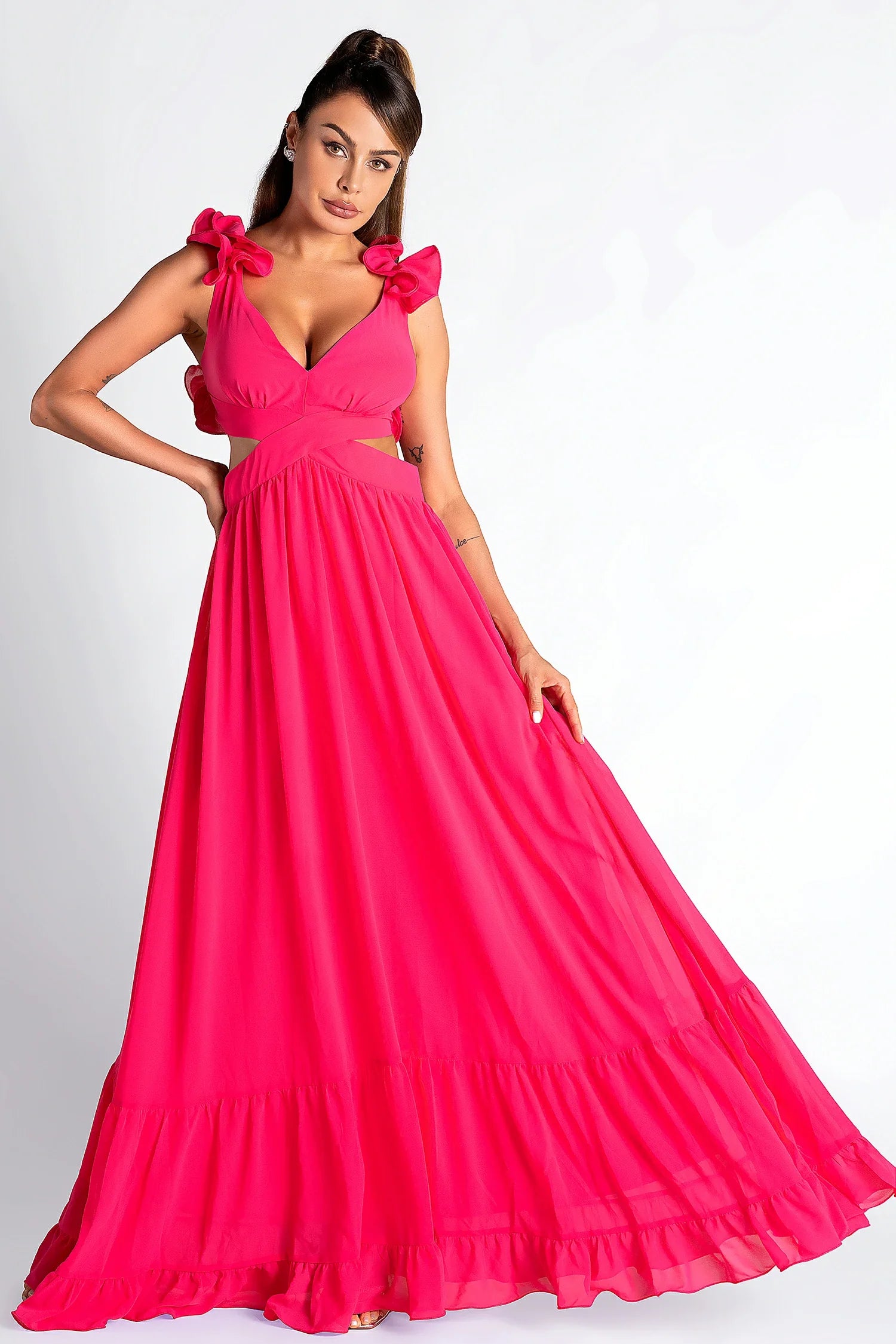 Chigaru Chiffon Floral Maxi Dress